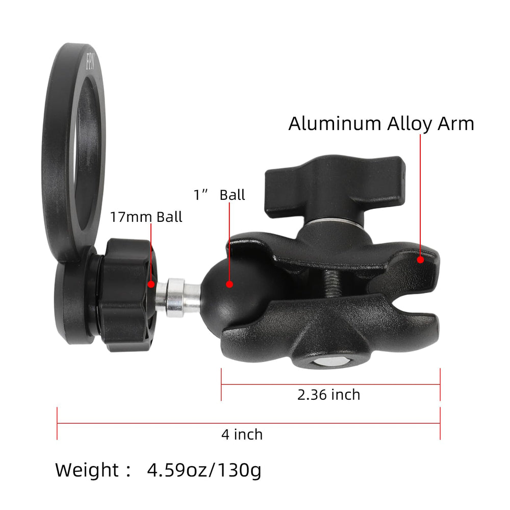FPN 360-degree ball head allows versatile angle adjustment