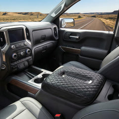 Diamond-quilted cushion adds premium feel and armrest comfort during trips.