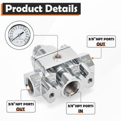 3/8 inch NPT gauge port on FQRANBO regulator for easy monitoring