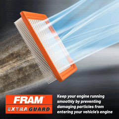 FRAM Extra Guard CA8756 vehicle applications banner highlights Cadillac, Chevrolet, GMC models.