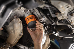 Engine installation scene with FRAM filter ready for service