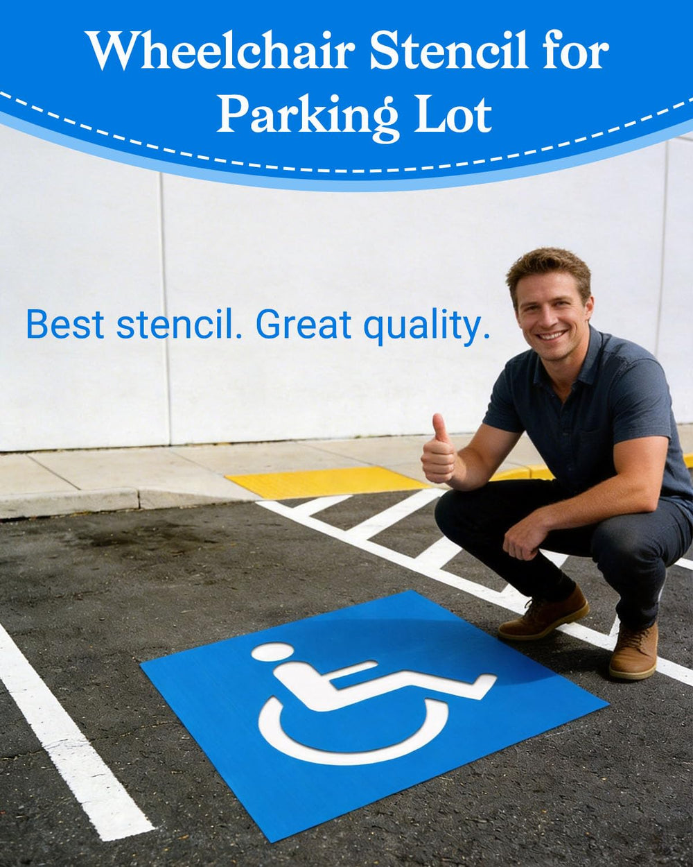 FrameFirm wheelchair stencil's bend-resistant plastic lays flat on surfaces.