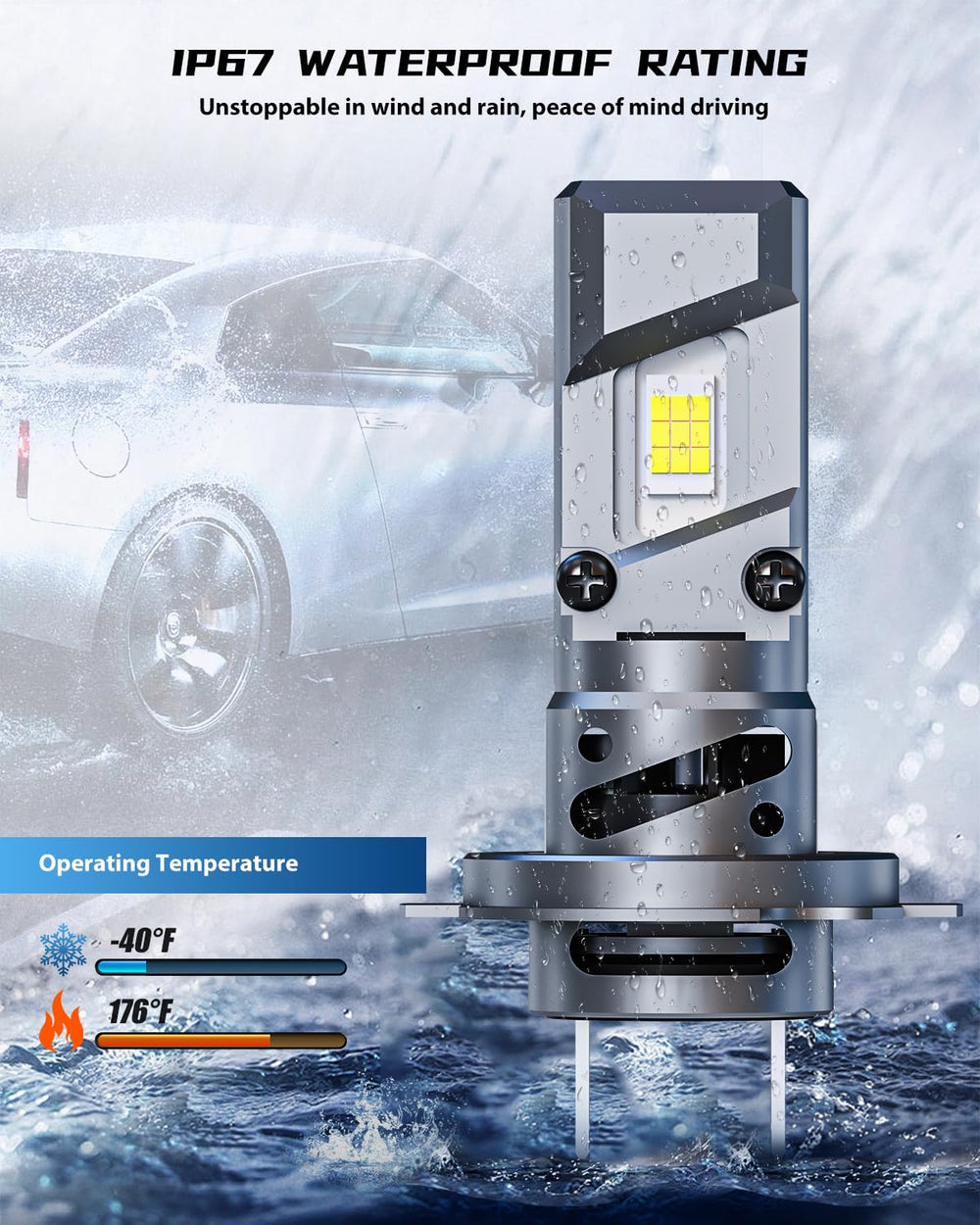 FRANXI H7 bulbs deliver 16,000 lumens for bright foreground illumination.