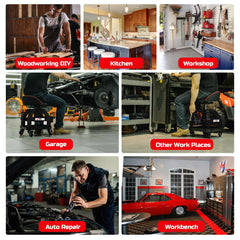 Quiet, smooth 360-degree casters for effortless movement around the workshop.