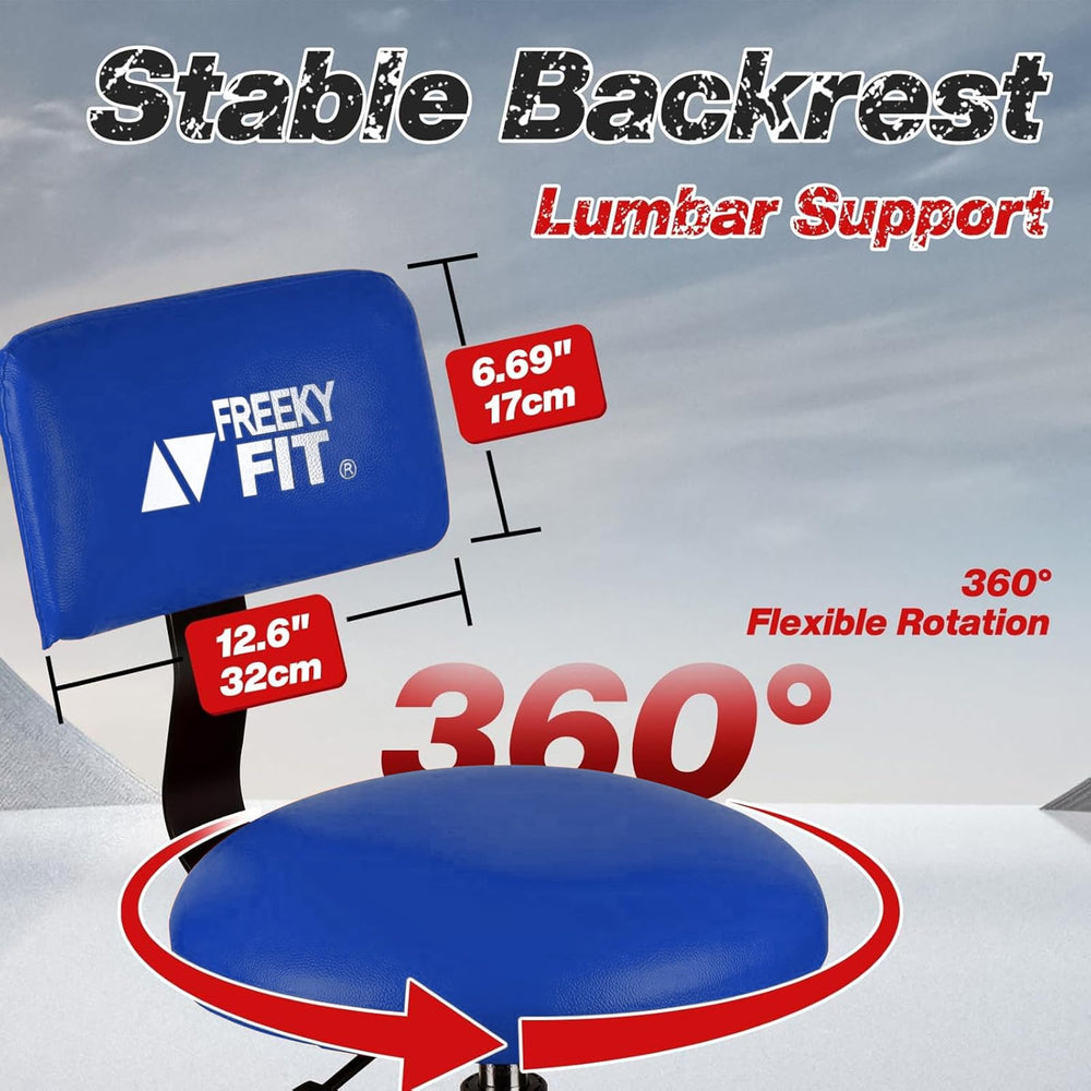 FreekyFit 360° swivel stool enabling full maneuverability at a busy workstation