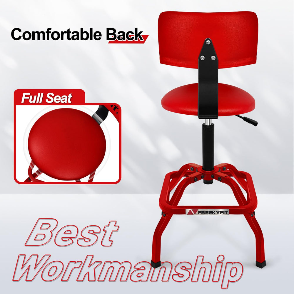 FreekyFit Shop Stool heavy-duty frame supports demanding workshop use.