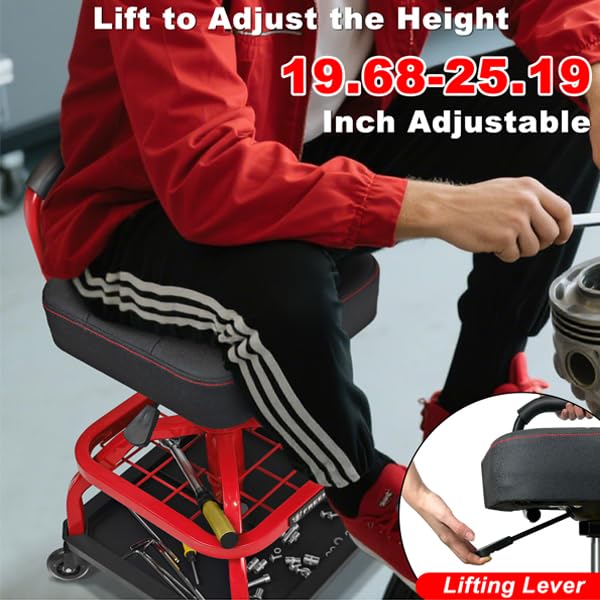 FREEKYROCK adjustable-height stool supports ergonomic working height.