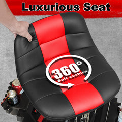 FREEKYROCK rolling stool backrest angle view highlights supportive seating