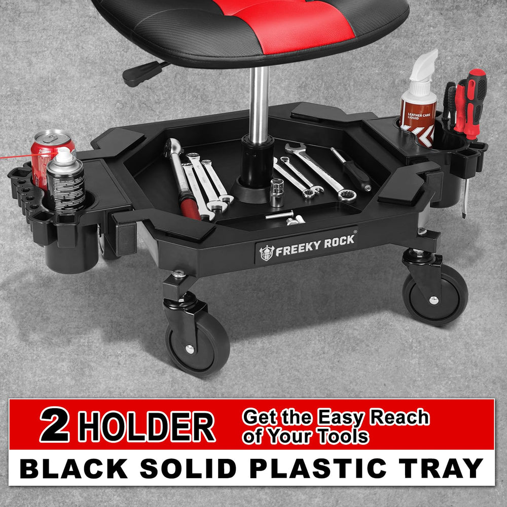 FREEKYROCK rolling stool storage tray keeps small parts organized