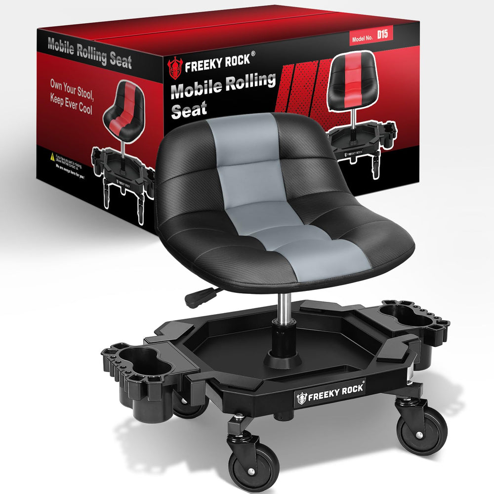 FREEKYROCK rolling stool with wheels for easy garage mobility