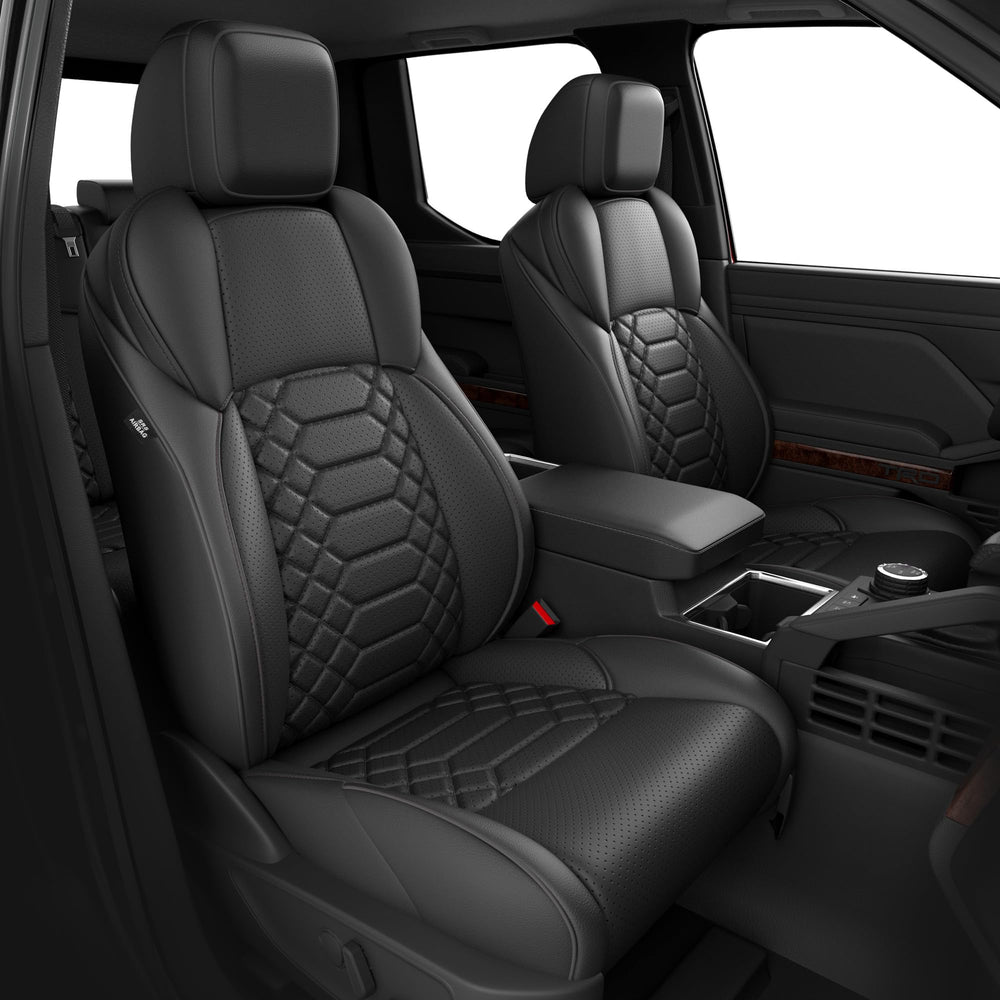 FREESOO Tacoma full set seat covers in a dark interior, premium look and protection.