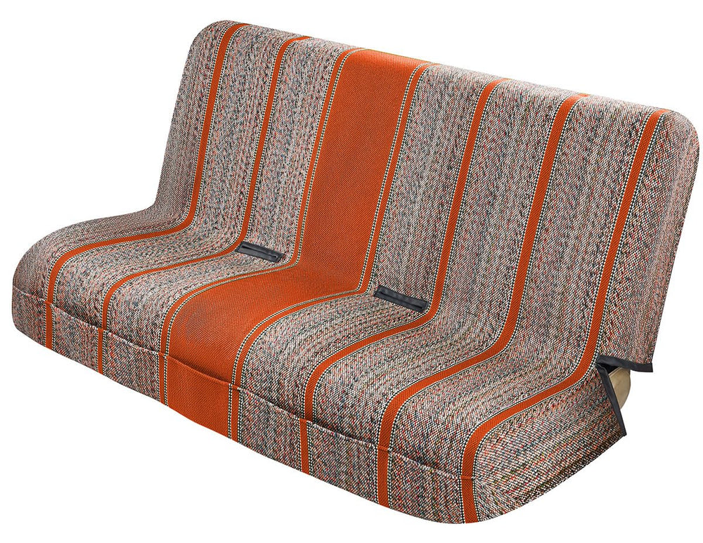 FREMONT AUTO Baja Saddle Seat Cover orange back view highlights full coverage for benches.