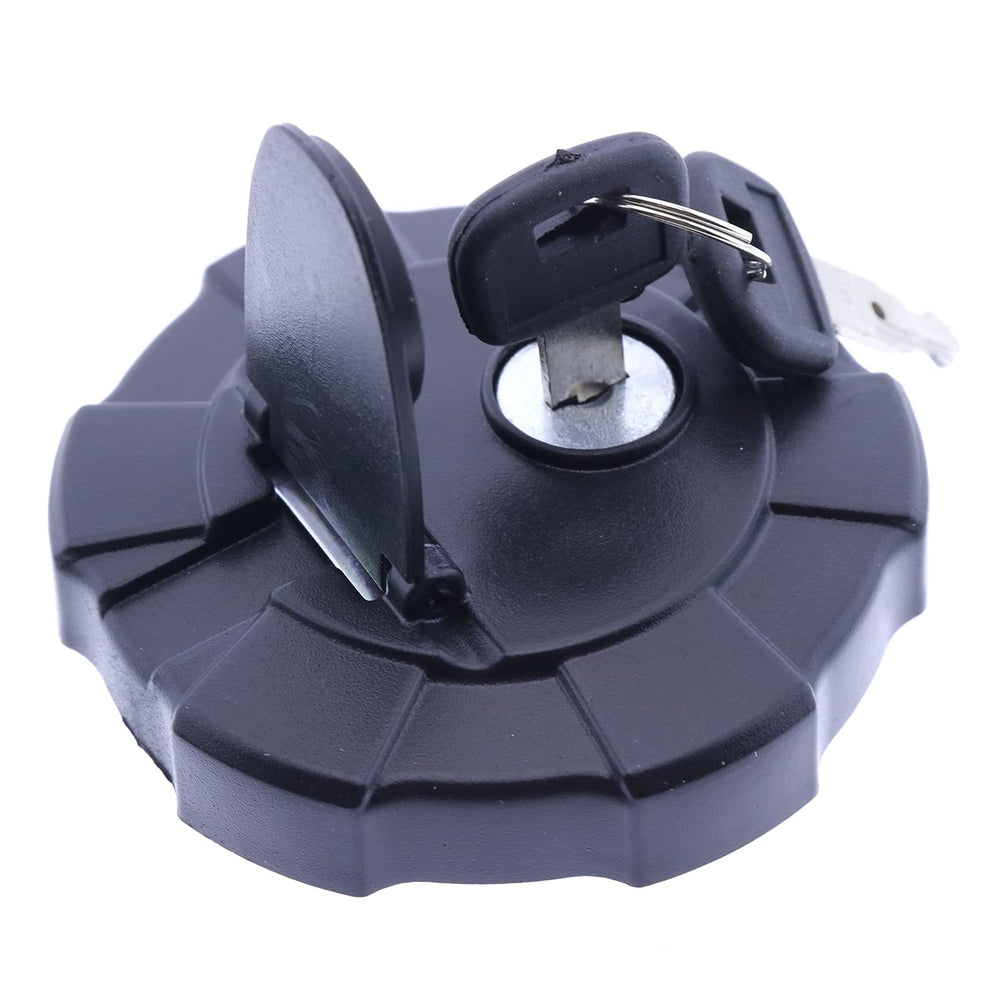 FridayParts fuel cap 2658575 with keys 459A close-up for CAT mini excavators.