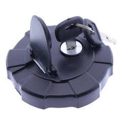 FridayParts fuel cap 2658575 with keys 459A close-up for CAT mini excavators.