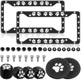 Frienda 2-piece dog paw license plate frame adds front-end style and protection.