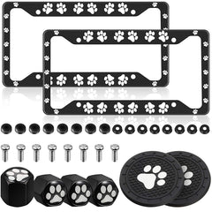 Frienda 2-piece dog paw license plate frame adds front-end style and protection.
