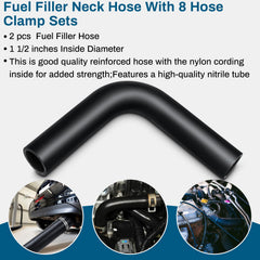 Frienda fuel filler hose length close-up shows 15-7-8 inch reach
