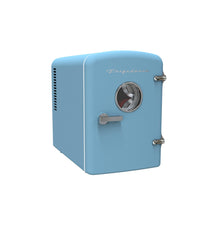 Frigidaire Retro Mini Fridge 6L capacity holds up to 9 cans.