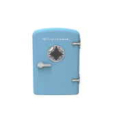 Frigidaire Retro Mini Fridge blue front view with compact design and style.