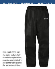 Zippered leg openings on Frogg Toggs Bull Frogg Pant for easy boot overlayering