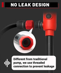 Fuelio 51-inch discharge hose enables easy fueling from a distance.