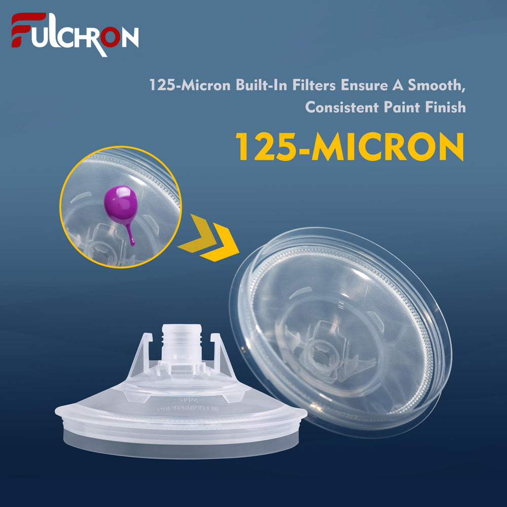 Fulchron paint cup lid with 125-micron filter ensures smooth flow