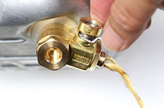 Fumoto F-107SX reduces contact with hot oil during changes.
