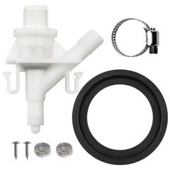 Funmit valve kit assembly close-up showing durable ABS construction for reliable RV toilet fit.