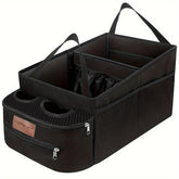 FUNNy elf backseat organizer folded view shows compact storage and quick setup.