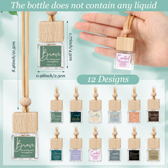 Funnymoom diffuser bottles showcasing 12 faith-inspired designs for personal or church events.