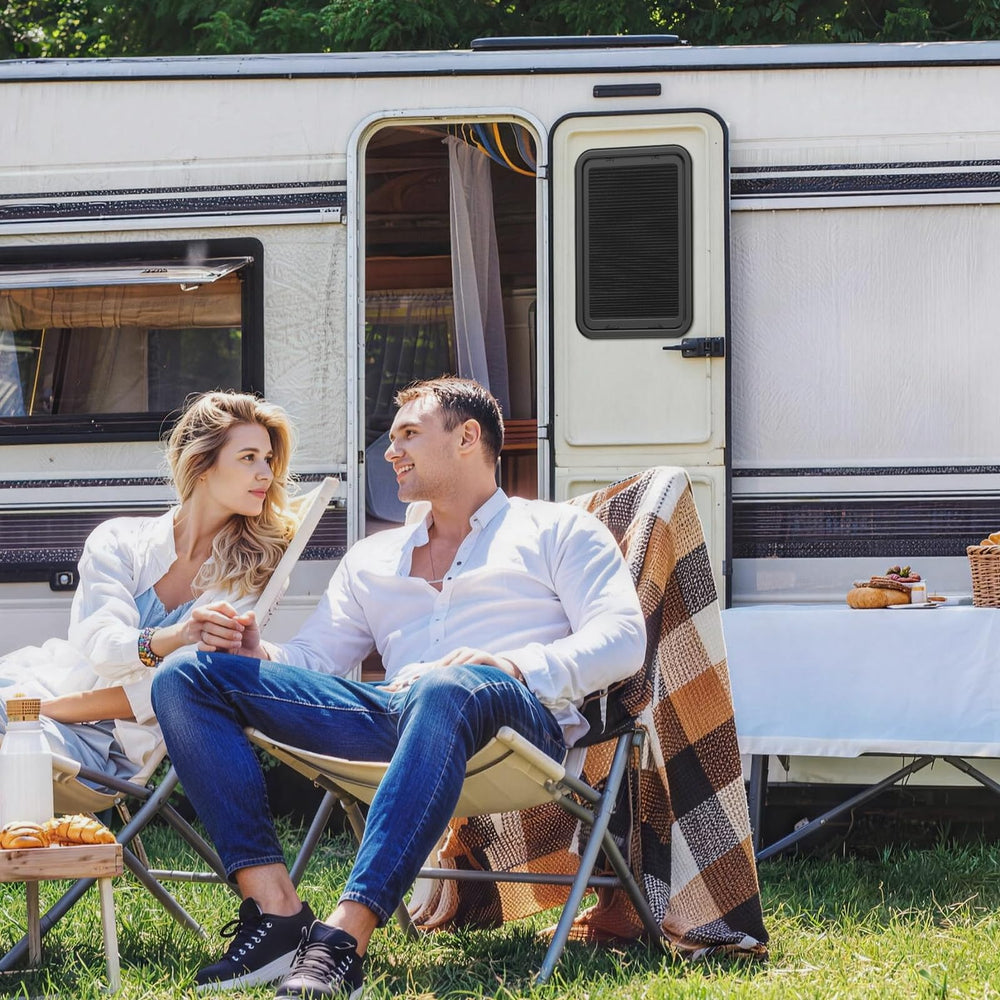 Funomo DIY installation process shows fast, no-tools setup for campers.