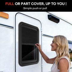 Funomo Lippert snap-on frame shade attachment enables fast, tool-free installation.