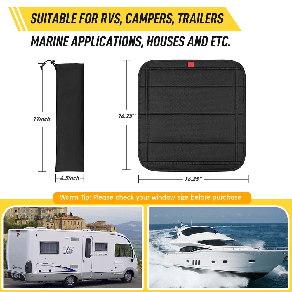 Funomo 3-layer blackout vent cover blocks sun for cooler RV days.