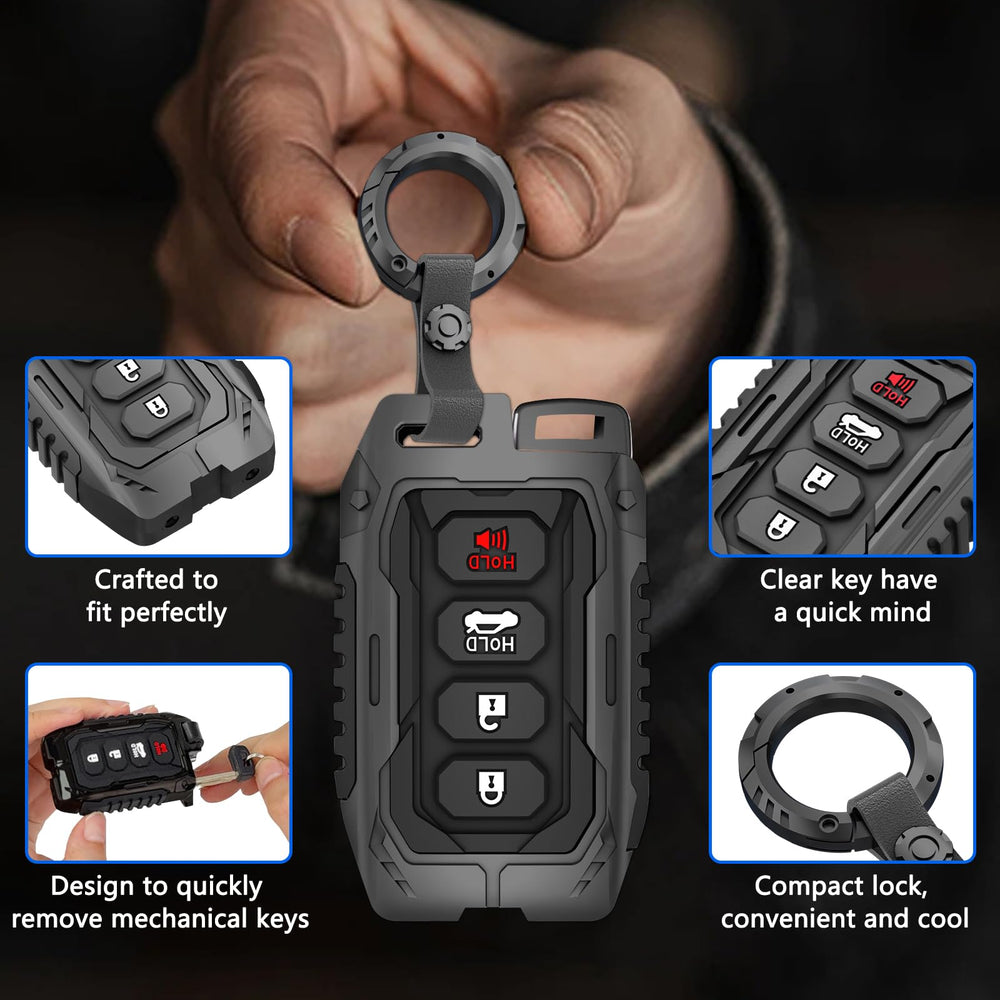 FUNY metal key fob cover with luminous buttons helps locate your key at night.