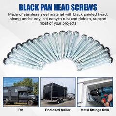 Fuoequl 8X1 square-drive screw offers a low-profile black pan head.