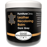 Furniture Clinic dark grey leather balm bottle for color renewal on furniture and car seats.