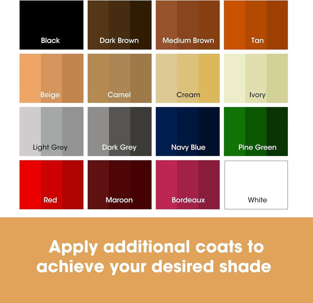 Furniture Clinic Leather Recoloring Balm swatches illustrate precise color matching