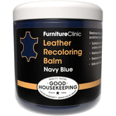 Furniture Clinic Original Balm navy blue cap close-up showing color restoration potential