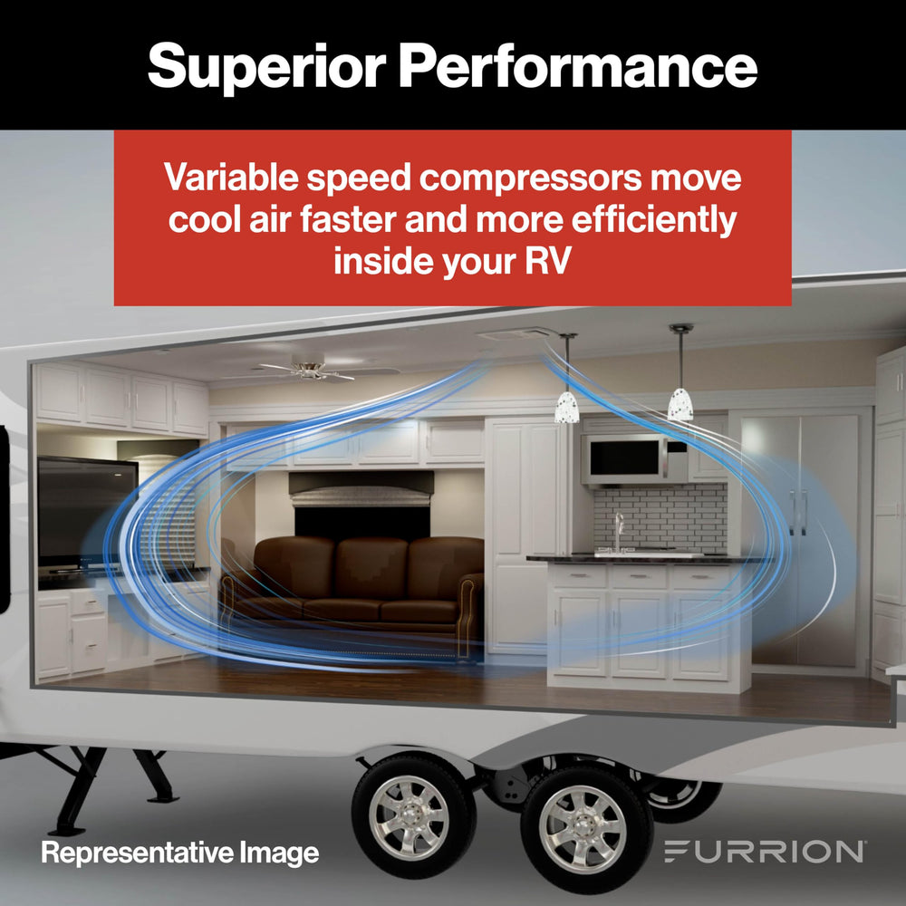 Furrion Chill Cube 18K vent close-up illustrating steady airflow and quiet operation.