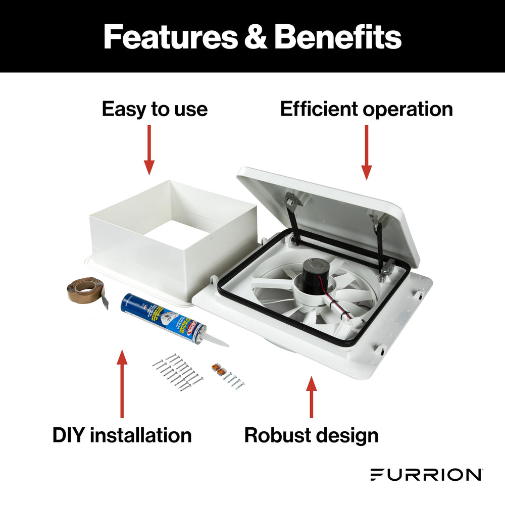 Push-button controls on the Furrion vent simplify quick airflow adjustments.