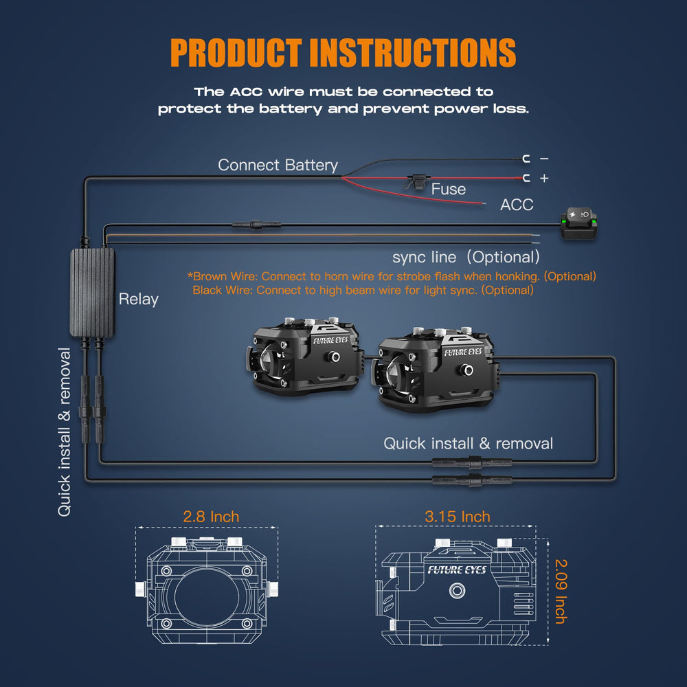 Future Eyes durable aluminum LED fog light designed for off-road use