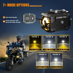 Future Eyes white high-beam provides long-range illumination for trails and highways