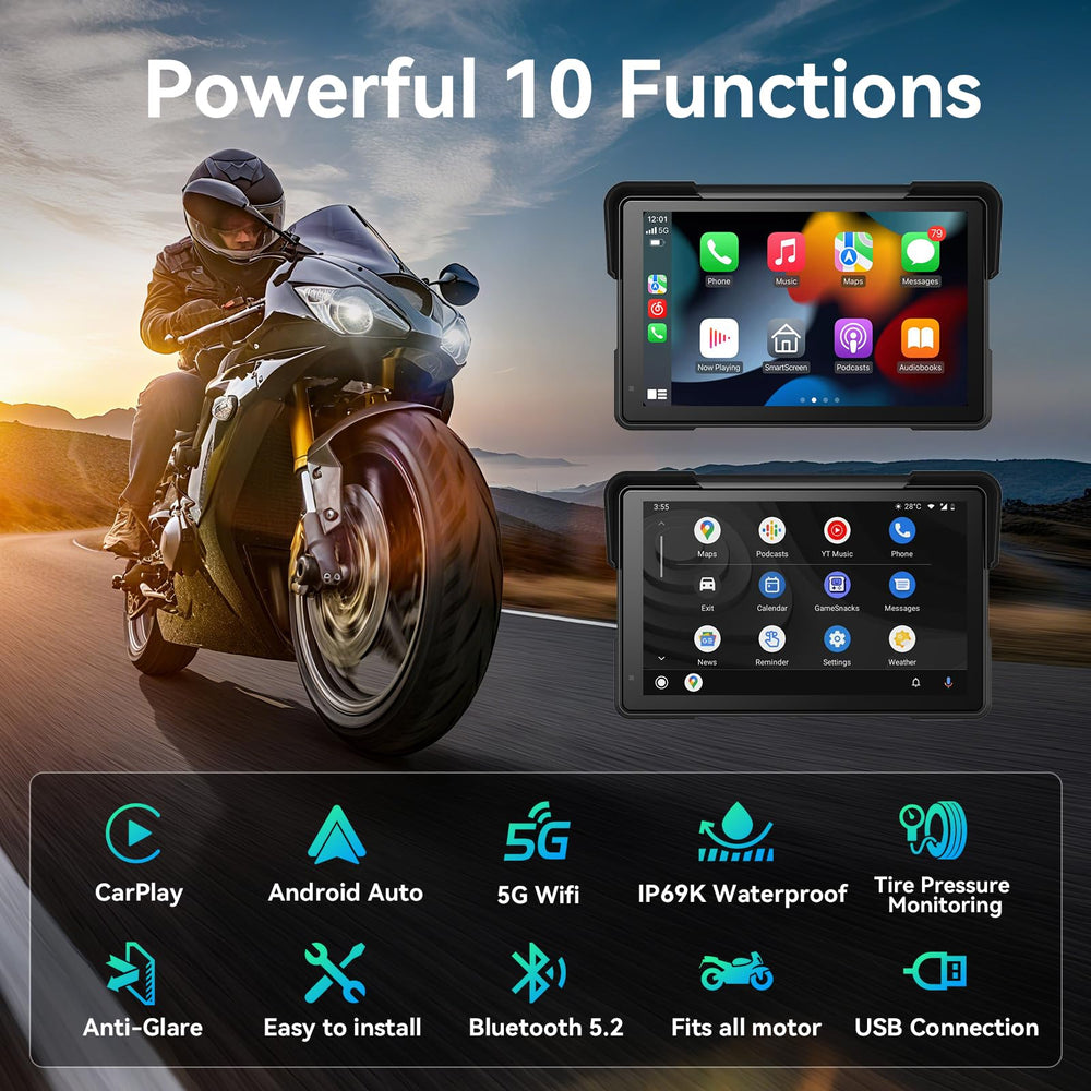 Fuyuadas wireless CarPlay and Android Auto display for easy navigation.