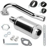 FVRITO 212cc exhaust header close-up shows precise TIG welds for durability.