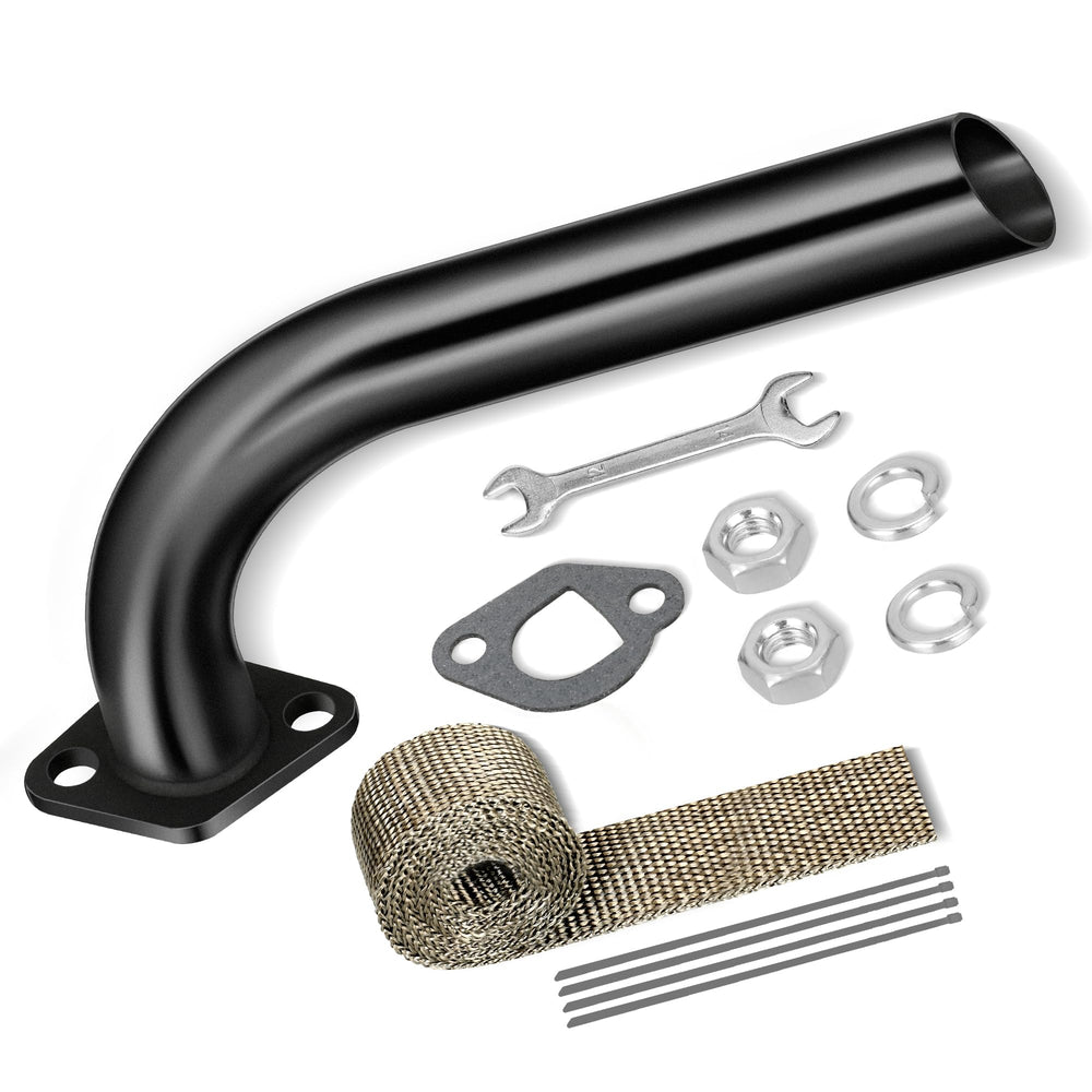 FVRITO exhaust pipe for Predator 212 engines, side view, enhances fit and tone.