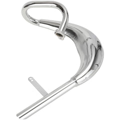 Expansion chamber pipe detail showing chrome finish and durability
