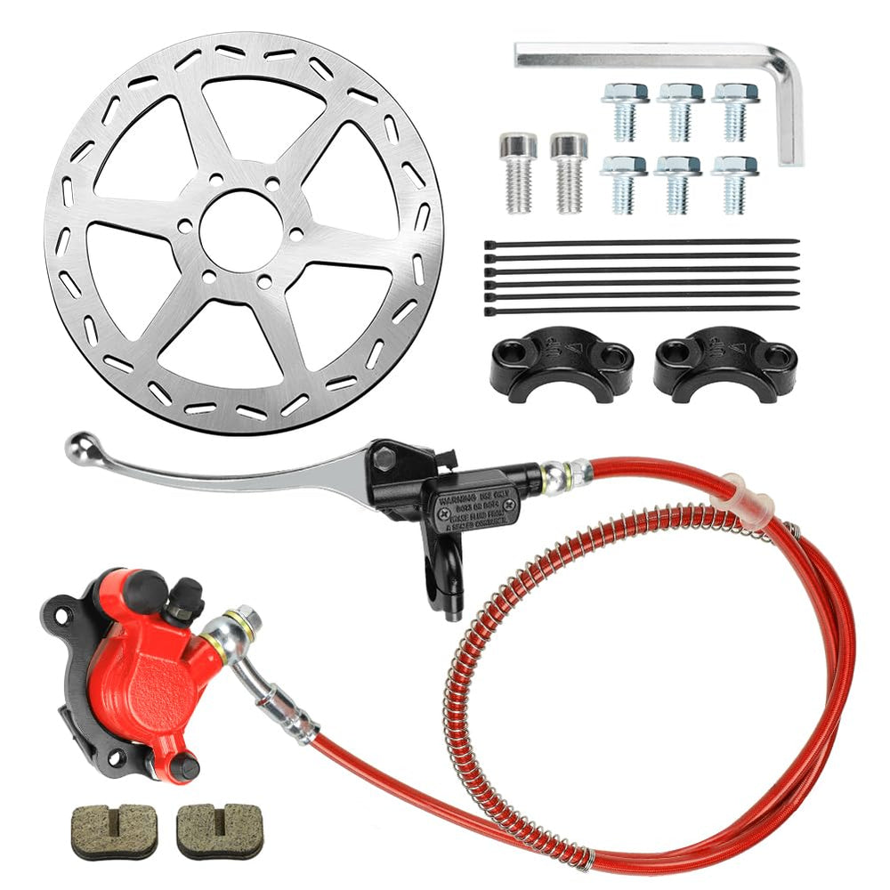 FVRITO mini-bike hydraulic brake kit front assembly showing clean integration and action