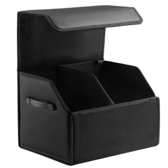 Fyzeoty car organizer in trunk with magnetic lid for easy access.