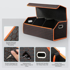 Fyzeoty trunk organizer collapsible design folds flat for compact storage.