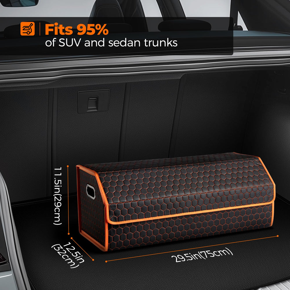 Fyzeoty trunk organizer internal view shows organized compartments and layout.